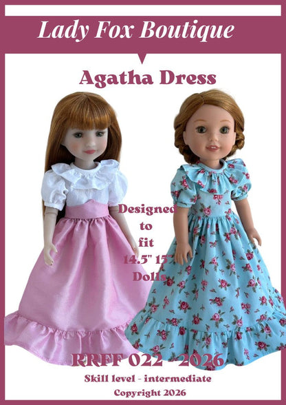 Agatha Dress Doll Clothes Pattern For 14.5-15 Inch Dolls