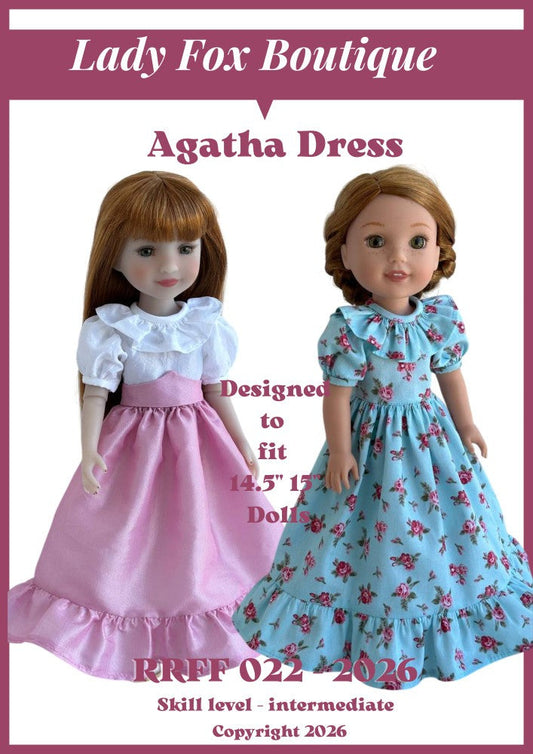 Agatha Dress Doll Clothes Pattern For 14.5-15 Inch Dolls