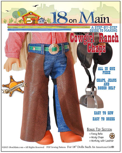 Cowgirl Ranch Chaps 18" Doll Clothes Pattern