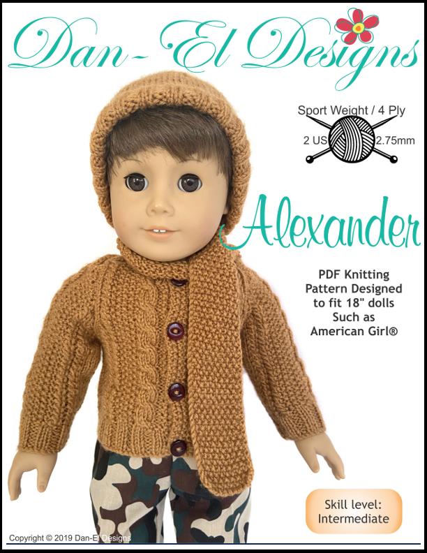Alexander Sweater 18" Doll Knitting Pattern