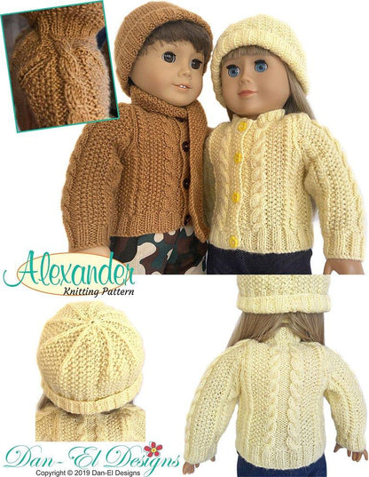 Alexander Sweater 18" Doll Knitting Pattern