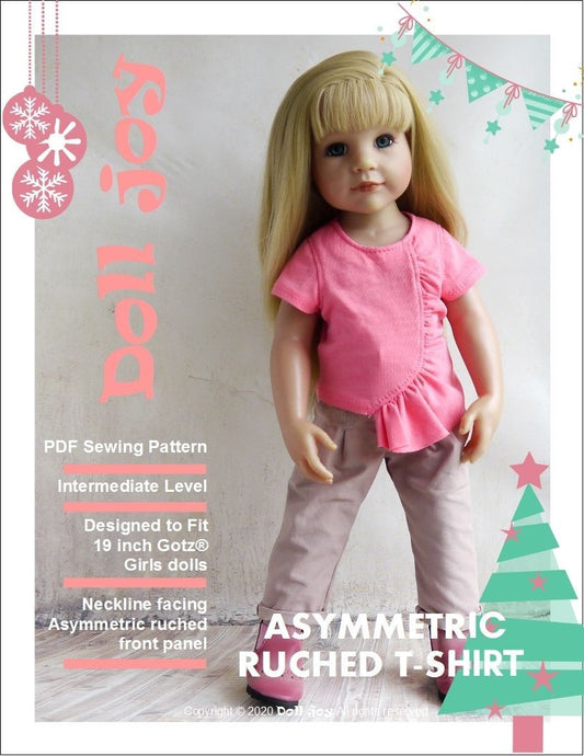 Asymmetric Ruched T-Shirt Pattern for 19" Gotz Dolls