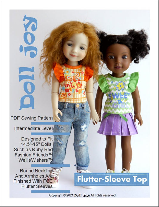 Flutter Sleeve Top 14.5 - 15" Doll Clothes Pattern