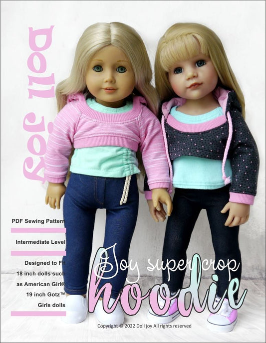 Joy Super Crop Hoodie Pattern for 18" - 19" Dolls