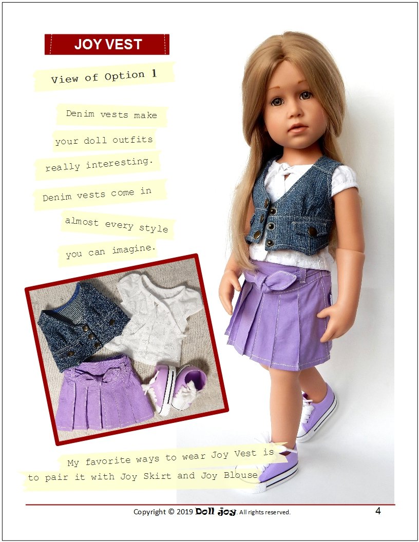 Joy Vest Pattern for 19" Gotz Dolls
