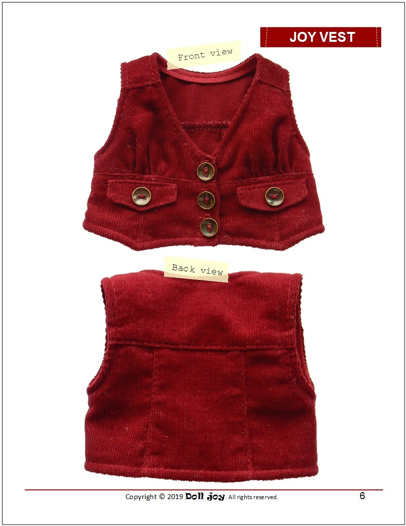 Joy Vest Pattern for 19" Gotz Dolls