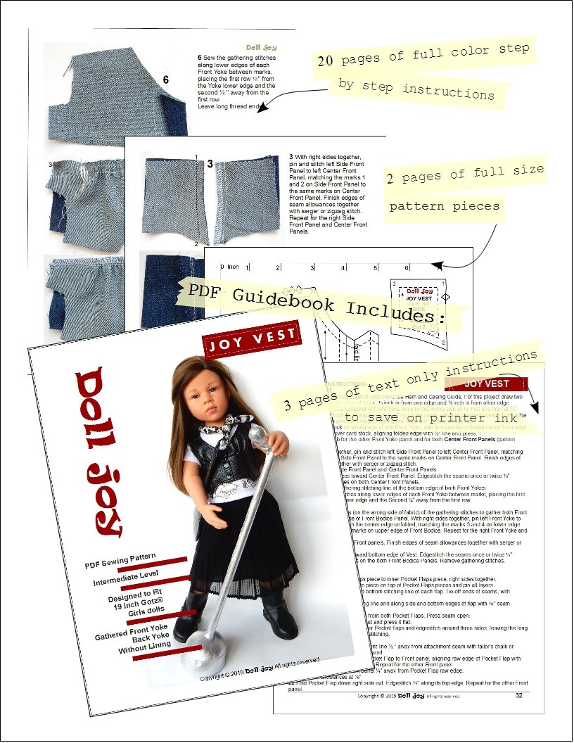 Joy Vest Pattern for 19" Gotz Dolls