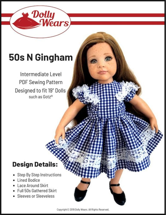 50s N Gingham 19" Gotz Doll Clothes Pattern