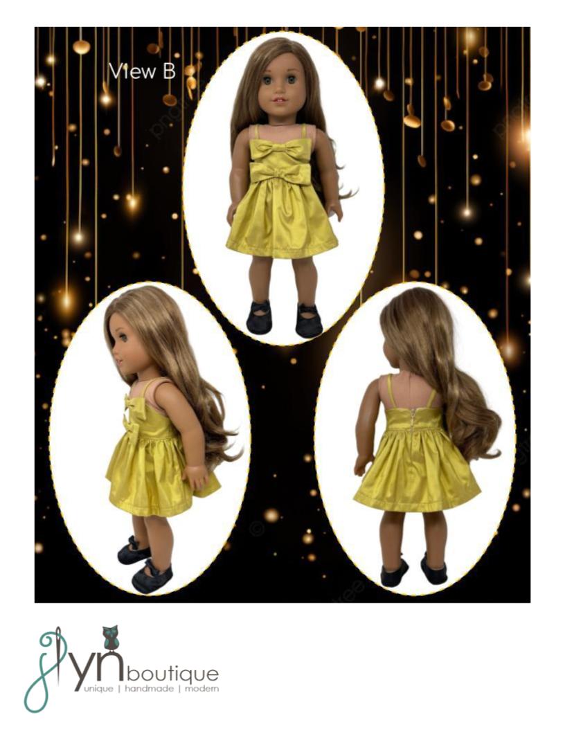 Double Bow Party Dress for 18" Doll Clothes Pattern
