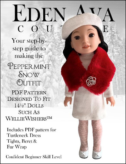 Peppermint Snow Outfit 14.5" Doll Clothes Pattern