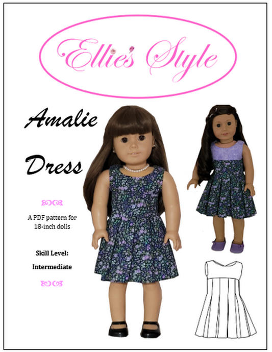 Amalie Dress 18" Doll Clothes Pattern