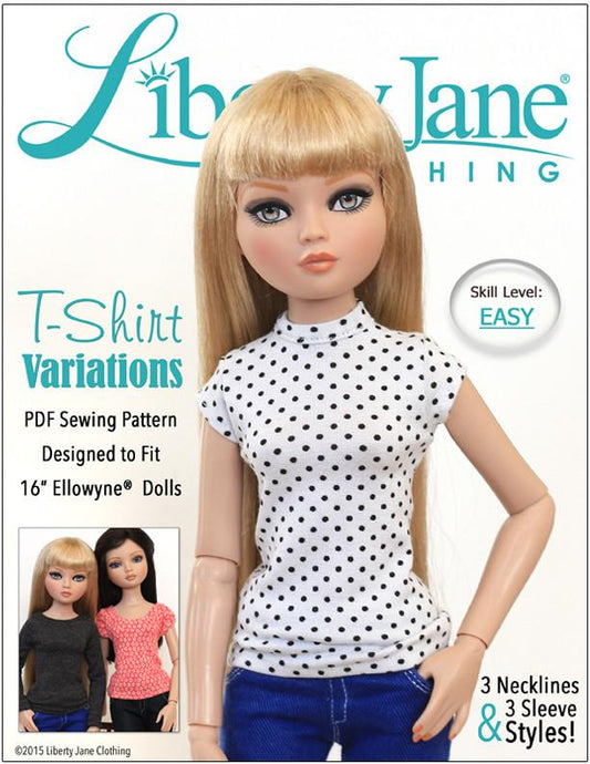 T-Shirt Variations Pattern for Ellowyne Dolls