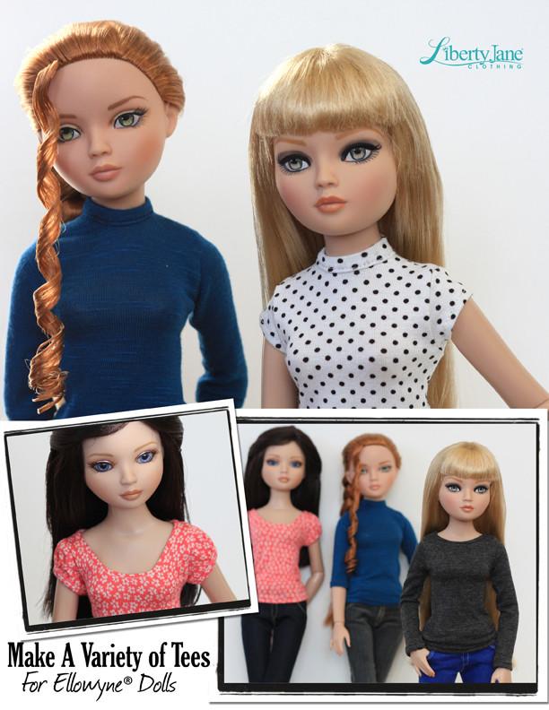 T-Shirt Variations Pattern for Ellowyne Dolls