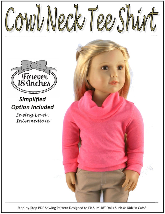Cowl Neck Tee Shirt Pattern for Kidz N Cats Dolls