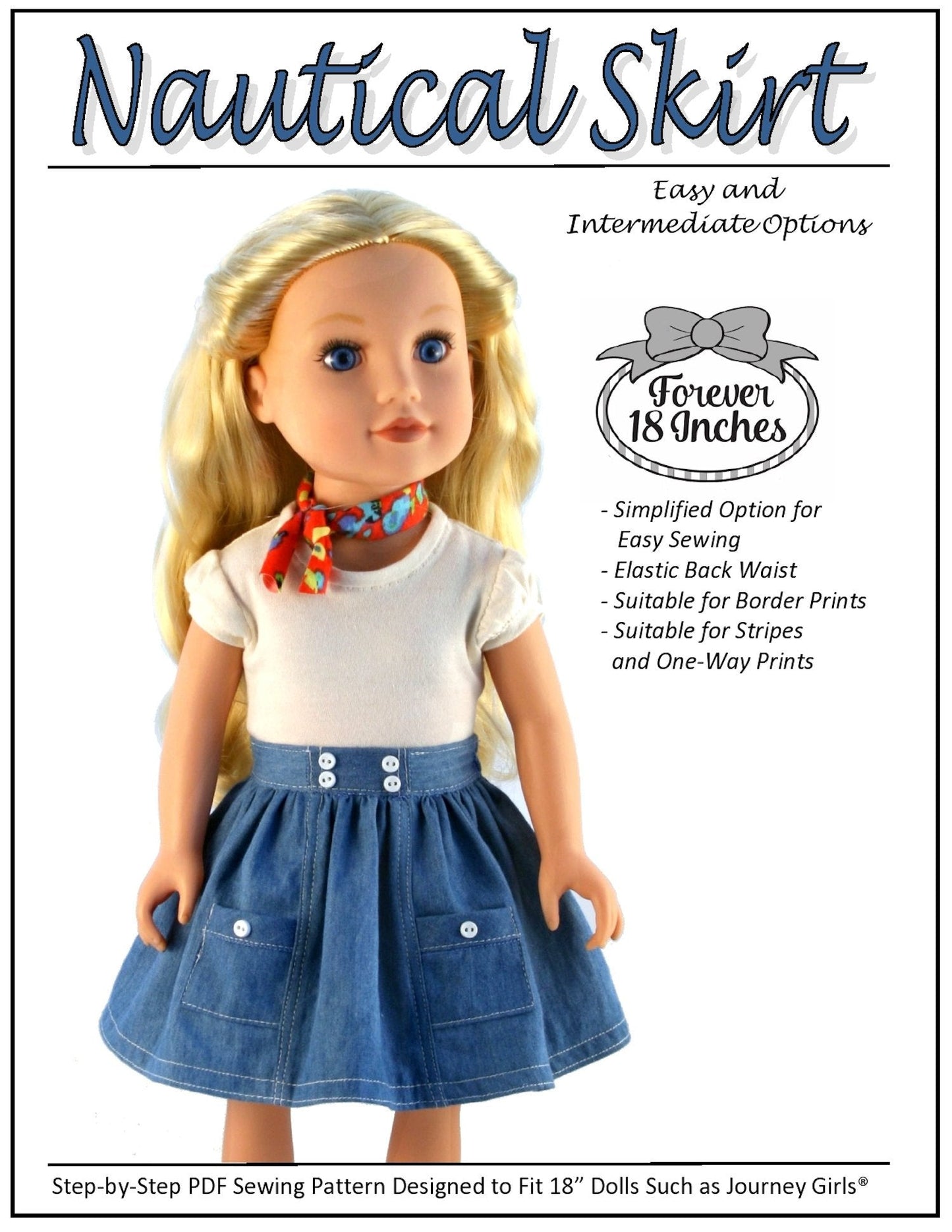 Nautical Skirt for Journey Girls Dolls