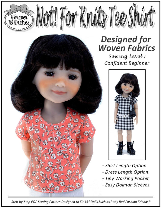 NOT! For Knits Tee-Shirt Pattern for 15" Ruby Red Fashion Friends Dolls