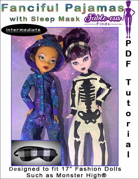 Fanciful Pajamas with Sleep Mask Pattern for 17 Inch Fashion Dolls