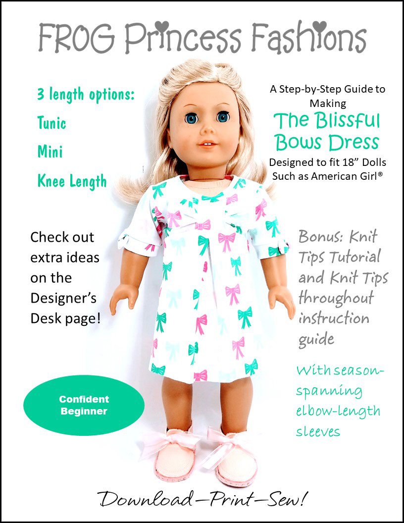 Blissful Bows Dress 18" Doll Clothes Pattern