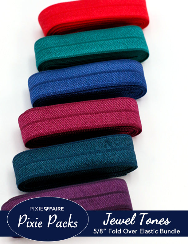 Pixie Packs 5/8" Fold Over Elastic Bundle Jewel Tones