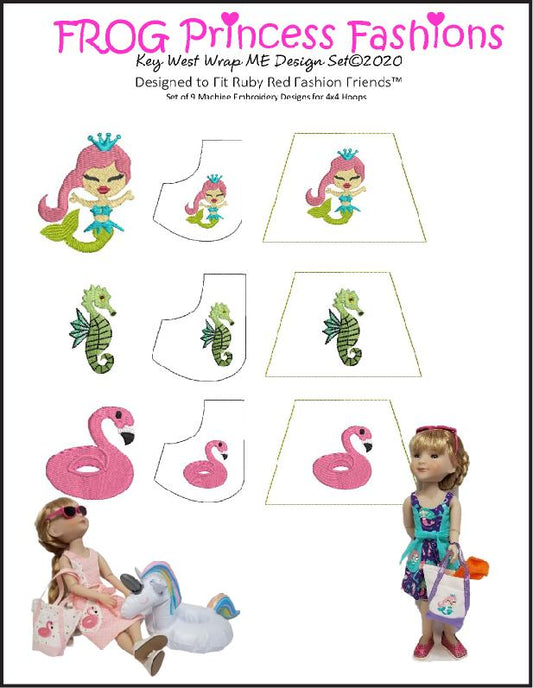 Key West Machine Embroidery Design Set For Ruby Red Fashion Friends® Doll Clothes