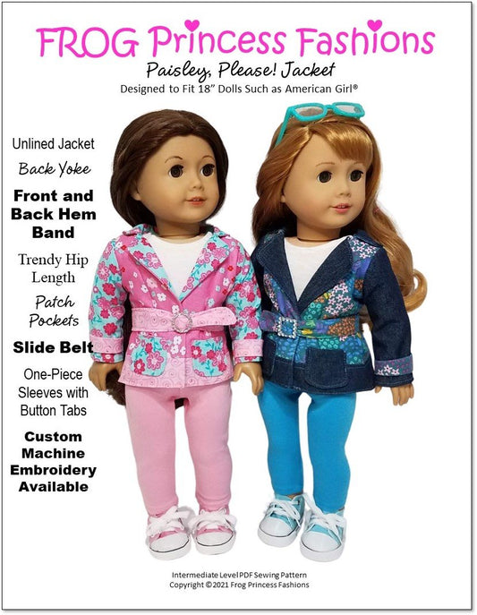 Paisley, Please! Jacket 18" Doll Clothes Pattern