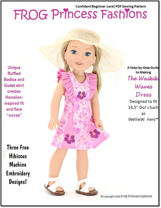 Waikiki Waves Dress 14.5" Doll Clothes Pattern