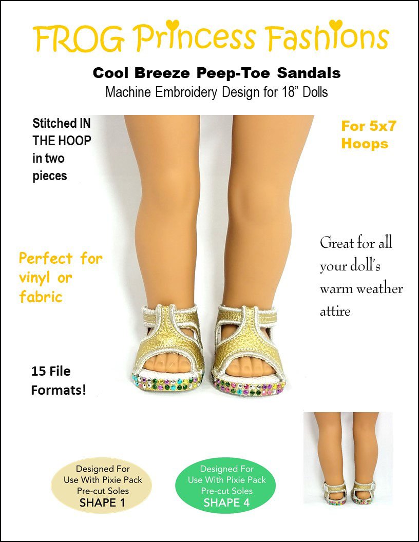 Cool Breeze Sandals 18" Doll Machine Embroidery Design
