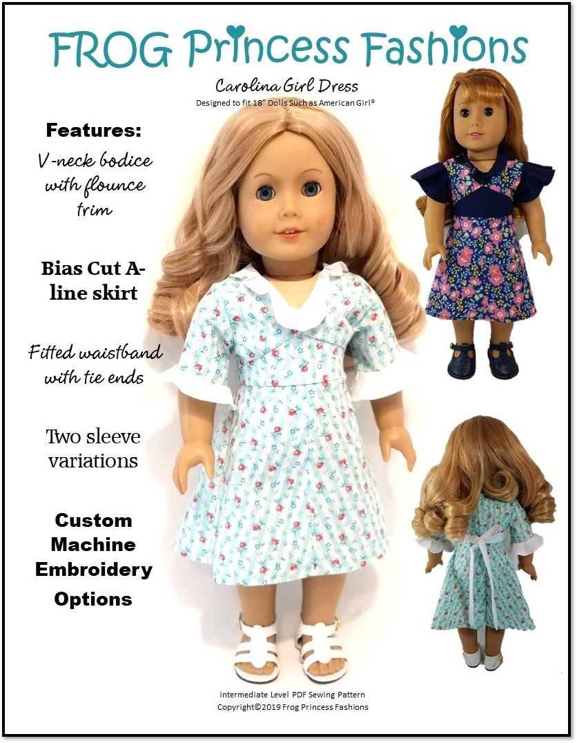 Carolina Girl Dress 18" Doll Clothes Pattern