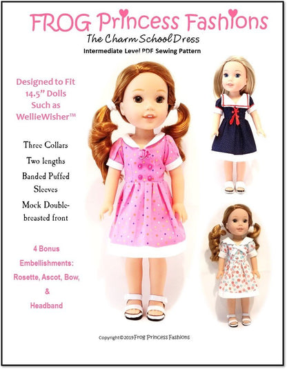 Charm School Dress 14.5" Doll Clothes Pattern