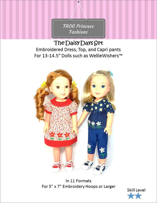 Daisy Days set for 13" - 14.5" Dolls Machine Embroidery Design