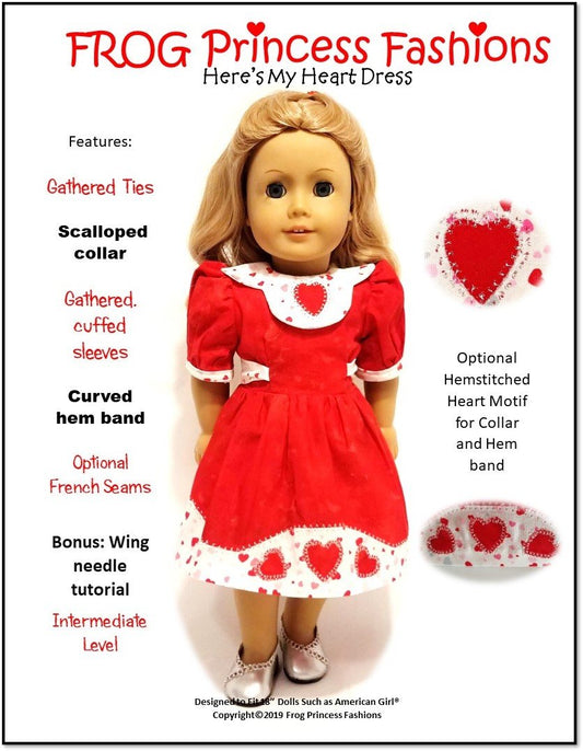 Here's My Heart Dress 18" Doll Clothes Pattern