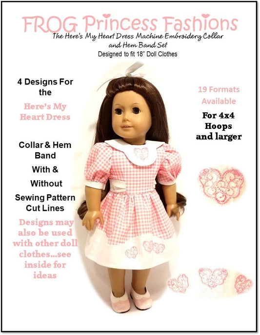 Here's My Heart Set Machine Embroidery Design Set For 18" Doll Clothes