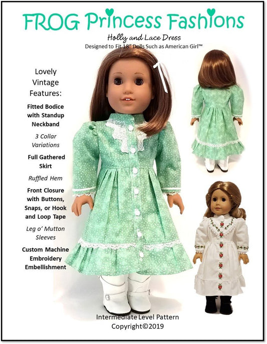 Holly and Lace Dress 18" Doll Clothes Pattern