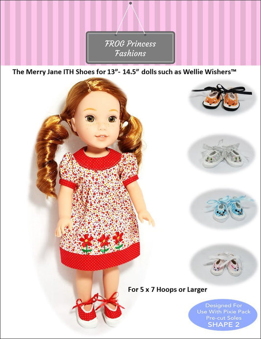 Merry Janes ITH Shoes for 13" - 14.5" Dolls Machine Embroidery Design