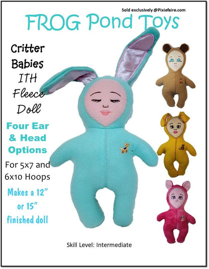 Critter Babies 12" and 15" ITH Soft Doll Bundle Machine Embroidery Design