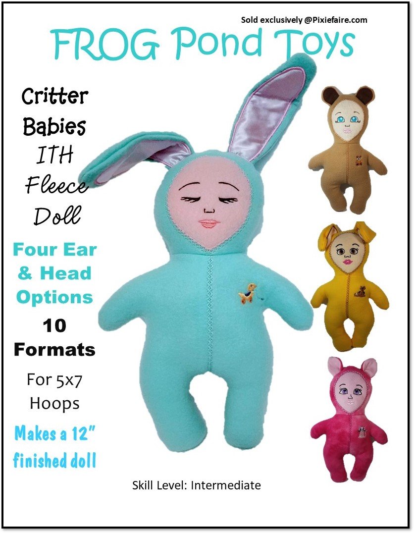 Critter Babies 5 x 7 ITH 12" Soft Doll Machine Embroidery Design