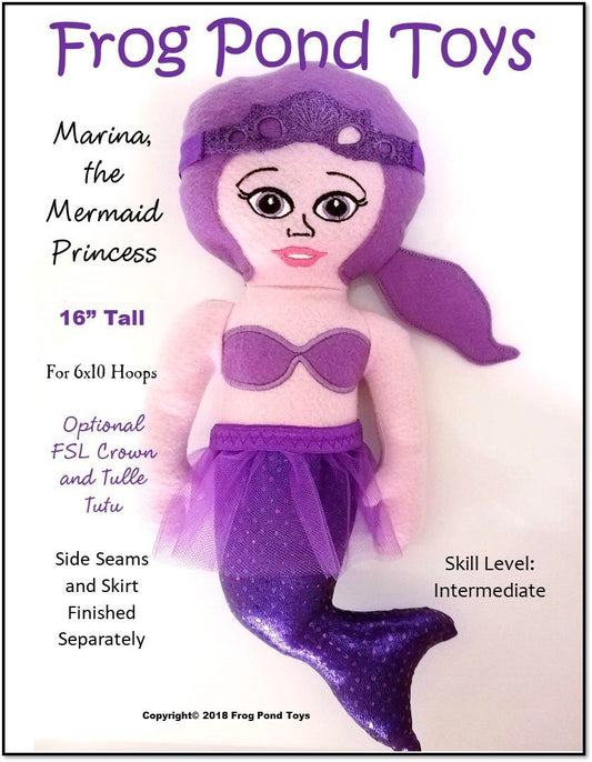 Marina the Mermaid 16" Soft Doll ITH Machine Embroidery Design