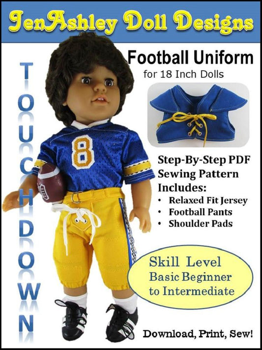 Touchdown Football Uniform 18" Doll Clothes