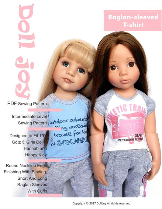 Raglan-Sleeved T-shirt Pattern for 19" Gotz Dolls