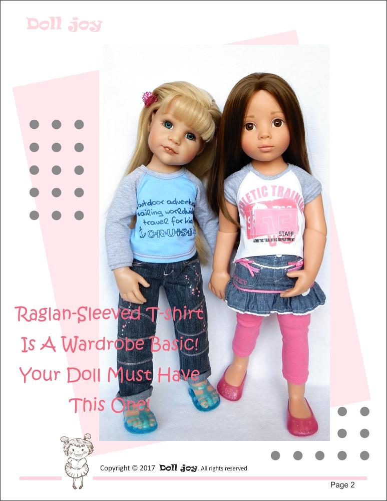 Raglan-Sleeved T-shirt Pattern for 19" Gotz Dolls