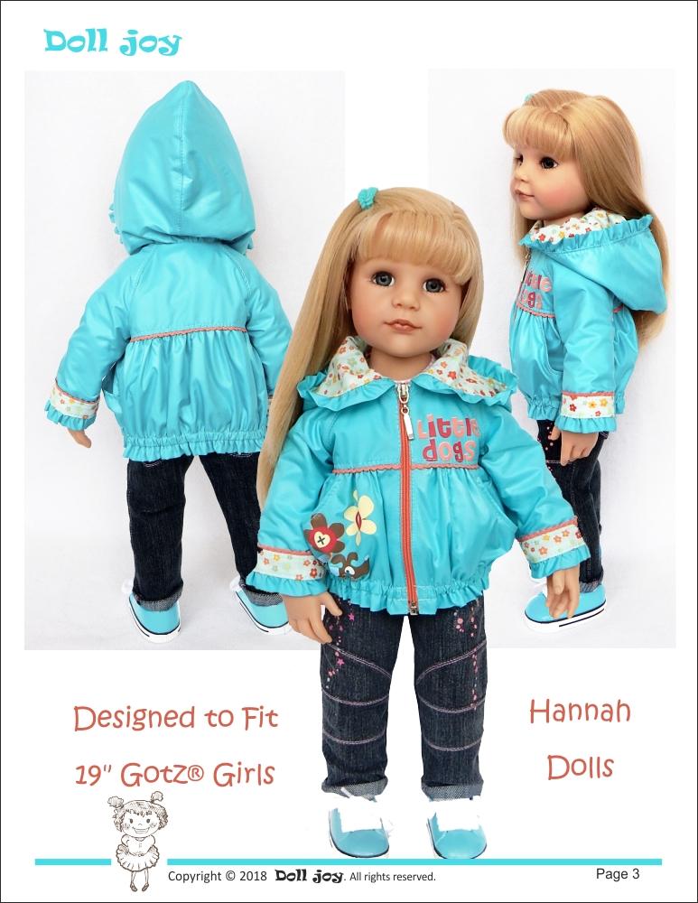Windbreaker Jacket Pattern for 19" Gotz Dolls