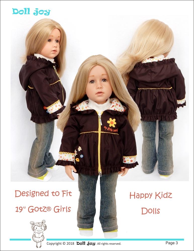 Windbreaker Jacket Pattern for 19" Gotz Dolls