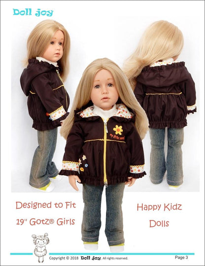 Windbreaker Jacket Pattern for 19" Gotz Dolls