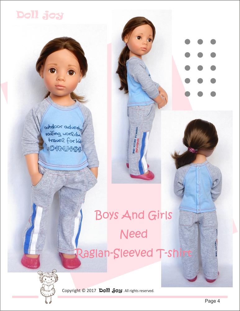 Raglan-Sleeved T-shirt Pattern for 19" Gotz Dolls