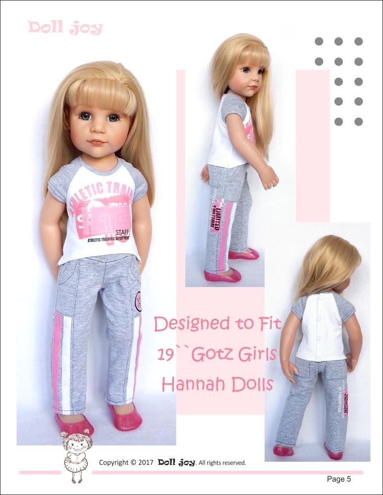 Raglan-Sleeved T-shirt Pattern for 19" Gotz Dolls