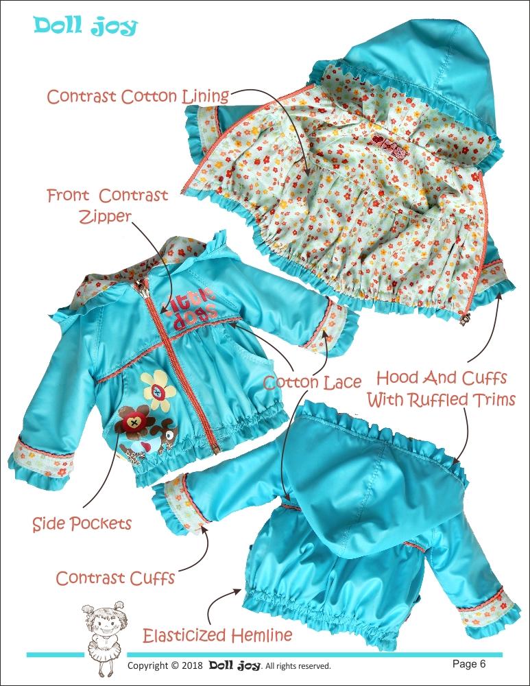 Windbreaker Jacket Pattern for 19" Gotz Dolls