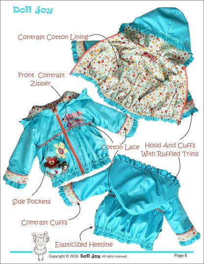 Windbreaker Jacket Pattern for 19" Gotz Dolls