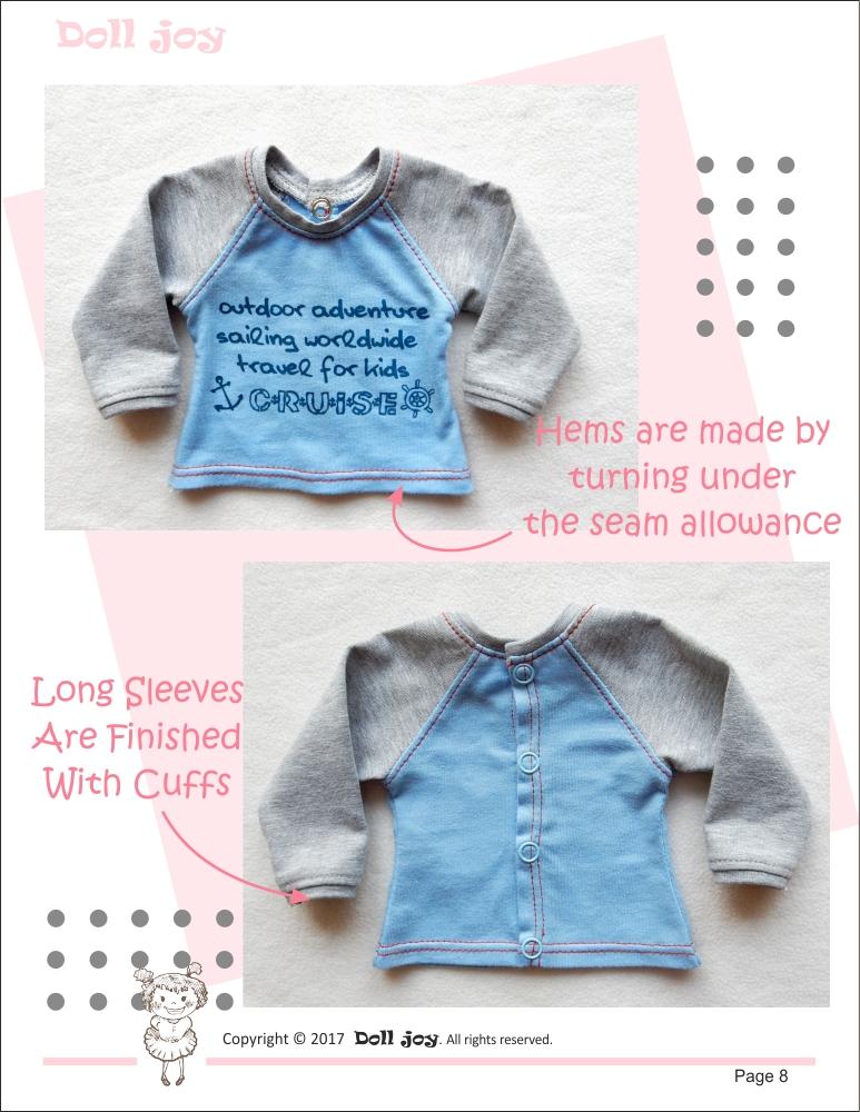 Raglan-Sleeved T-shirt Pattern for 19" Gotz Dolls