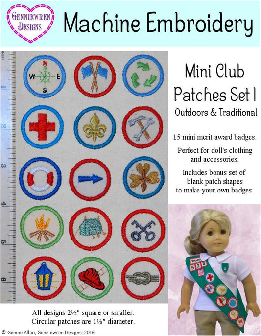 Mini Club Patches Design Set 1 - Outdoors & Traditional - Machine Embroidery Designs