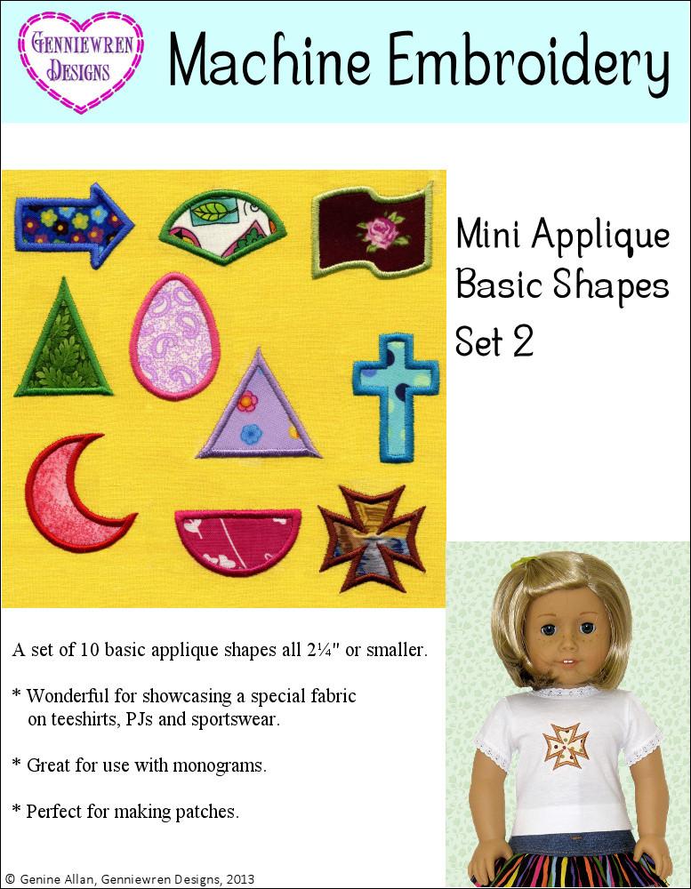 Mini Applique Basic Shapes Set 2 Machine Embroidery Design